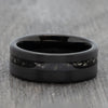 Black Tungsten Ring with Off-Centre Meteorite Inlay