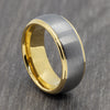 Gold 8mm Tungsten Ring with Brushed Silver Centre