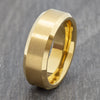 8mm Gold Tungsten Brushed Court Ring