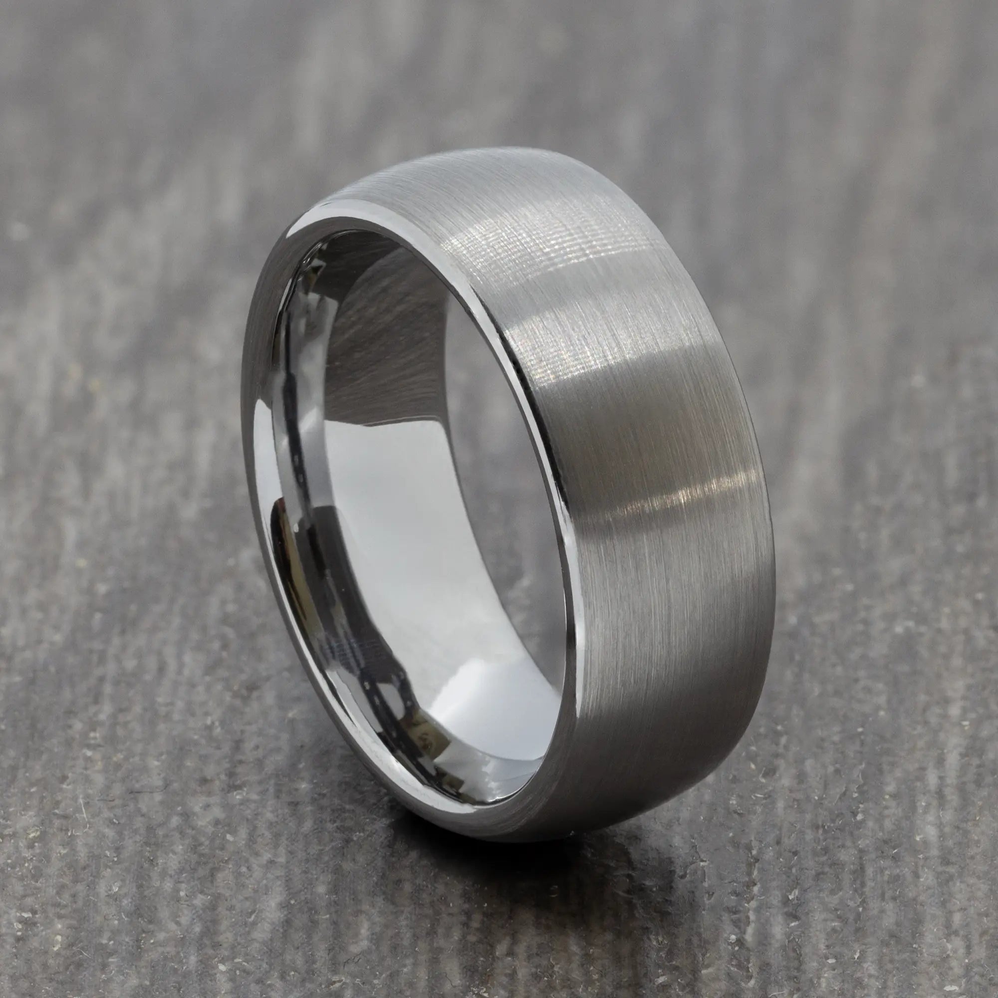 Grey Wedding Ring - Mens Brushed Silver Tungsten Carbide Band - Mans ...