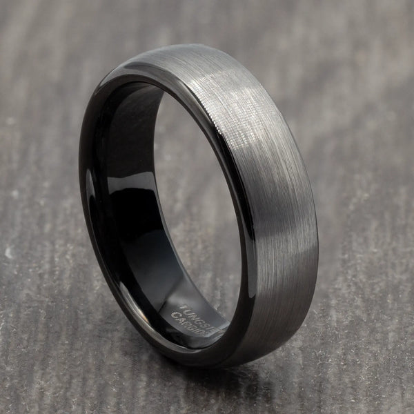 Grey 6mm Tungsten Ring with Black Inner side