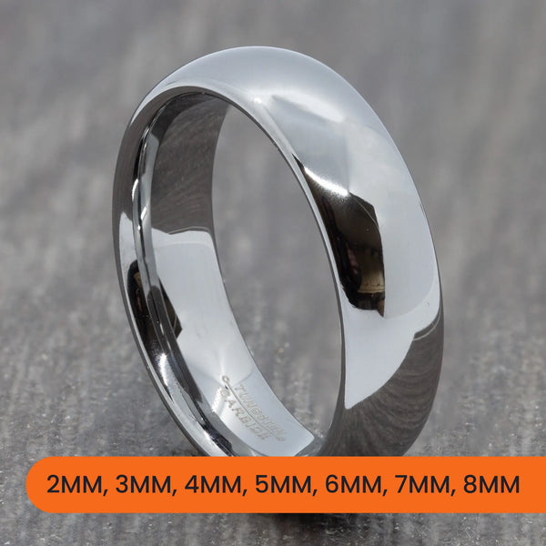 Classic Silver Tungsten Court Ring – 2mm, 3mm, 4mm, 5mm, 6mm, 7mm, 8mm