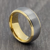 Gold 8mm Tungsten Ring with Brushed Silver Centre
