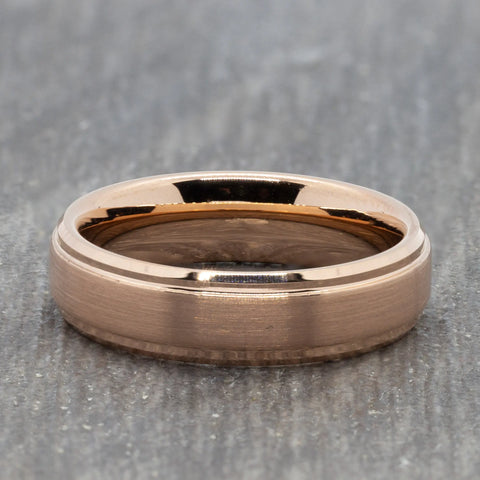 Two Tone 6mm Rose Gold Tungsten Ring