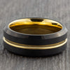 Black Tungsten Ring with Gold Groove