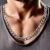 mens 8mm silver figaro chain