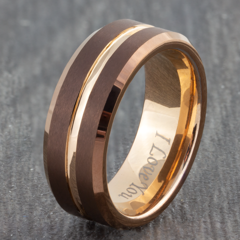 I Love You Rose Gold Tungsten Ring
