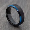 Brushed Black Wedding Band with Blue Edges