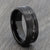 Black Tungsten Ring with Off-Centre Meteorite Inlay