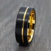 Two Colour Tungsten Ring with Gold Groove