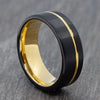 Two Colour Tungsten Ring with Gold Groove