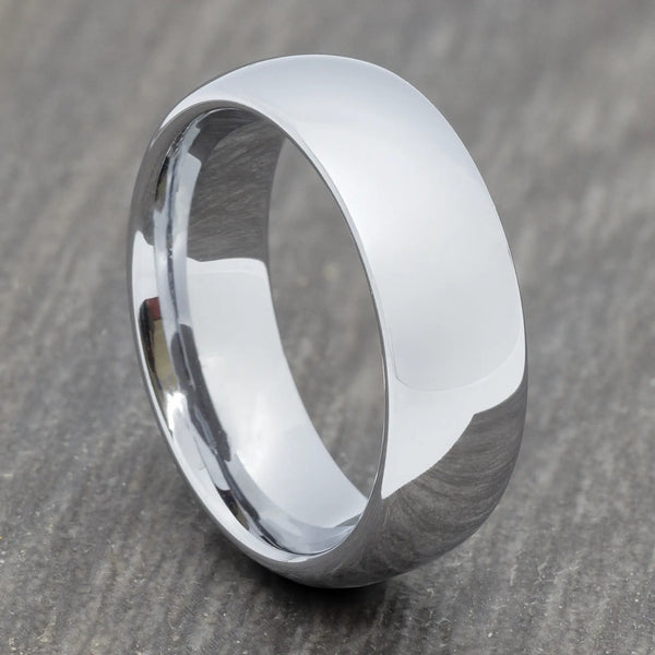 8mm Silver Tungsten Polished Court Ring