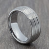 Silver Tungsten Carbide 8mm Ring with Silver Lines