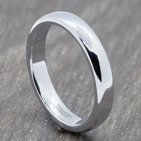 Polished Silver 4mm Tungsten Ring