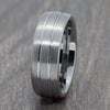 Silver Tungsten Carbide 8mm Ring with Silver Lines