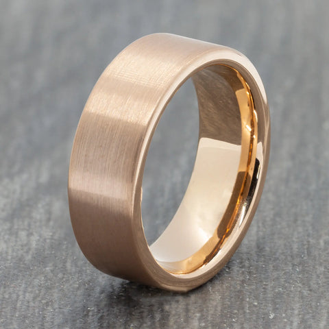 Rose Gold 8mm Brushed Tungsten Ring