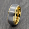 Gold 8mm Tungsten Ring with Brushed Silver Centre