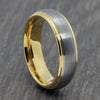 Gold 6mm Tungsten Ring with Brushed Silver Centre