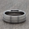 Silver Tungsten Carbide 8mm Ring with Silver Lines