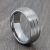 Silver Tungsten Carbide 8mm Ring with Silver Lines