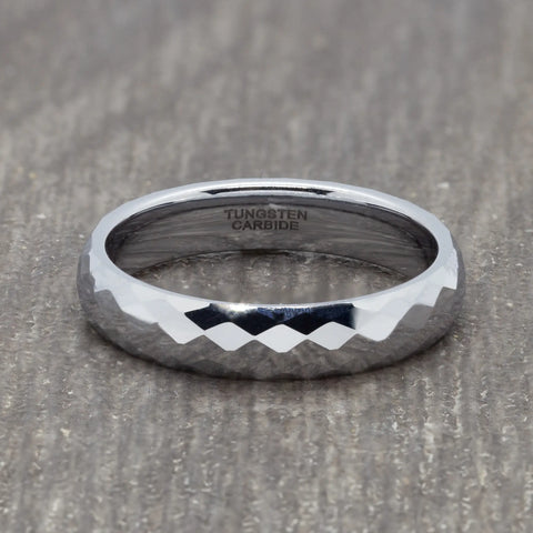 Silver 4mm Faceted Tungsten Ring