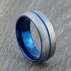 Grey & Blue Tungsten Carbide Groove Ring