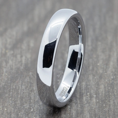 Polished Silver 4mm Tungsten Ring