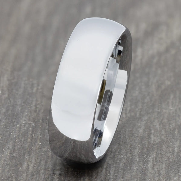 8mm Silver Tungsten Polished Court Ring