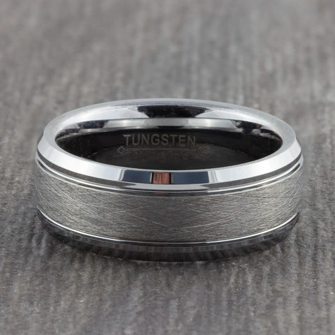 Grain Pattern Silver 8mm Court Ring