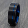 Black Tungsten Ring with Blue Groove