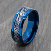 8mm Silver & Blue Celtic Tungsten Ring