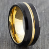 Black Tungsten Ring with Gold Groove