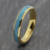 Turquoise 4mm Gold Tungsten Ring