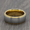 Gold 8mm Tungsten Ring with Brushed Silver Centre