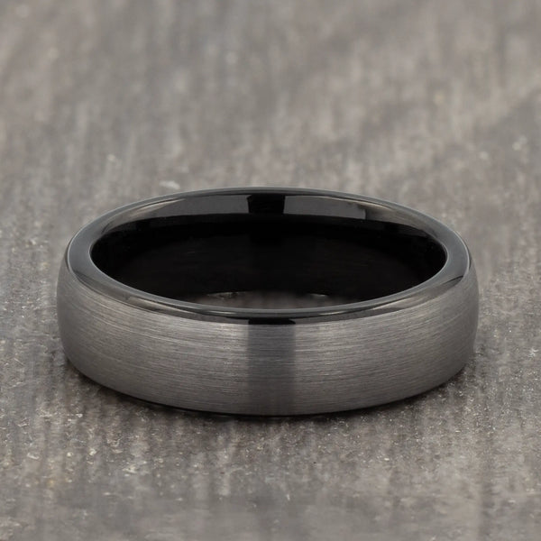 Grey 6mm Tungsten Ring with Black Inner side