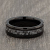 6mm Black Tungsten Ring with Grey Carbon Fibre