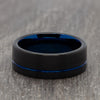 Black Tungsten Ring with Blue Groove