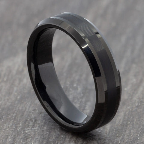 Black Two Tone 6mm Tungsten Ring