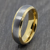 Gold 6mm Tungsten Ring with Brushed Silver Centre