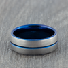 Grey & Blue Tungsten Carbide Groove Ring