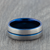 Grey & Blue Tungsten Carbide Groove Ring