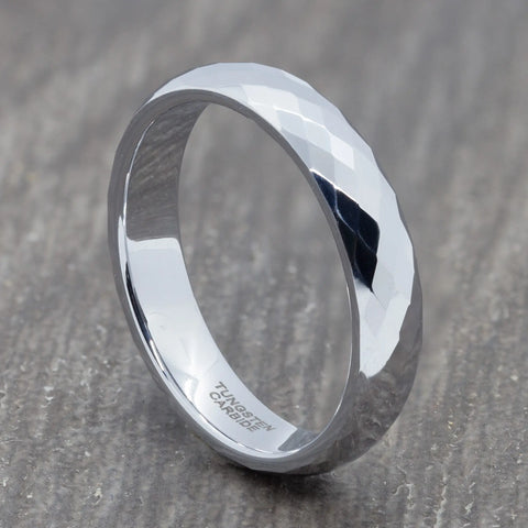 Silver 4mm Faceted Tungsten Ring
