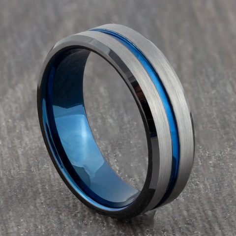 blue tungsten ring