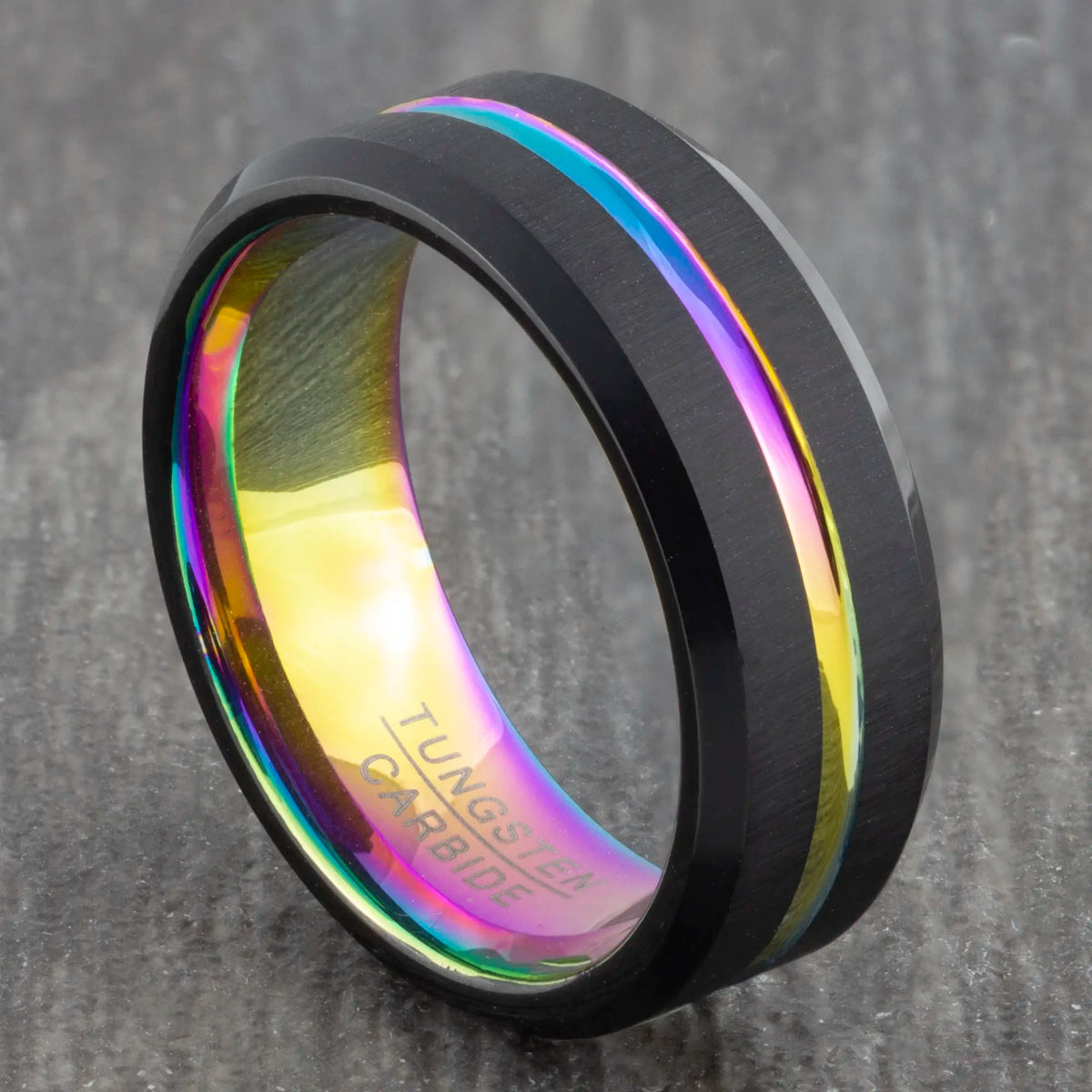 Pride Ring Mens and Womens 8mm Brushed Tungsten Band Mans Colourful