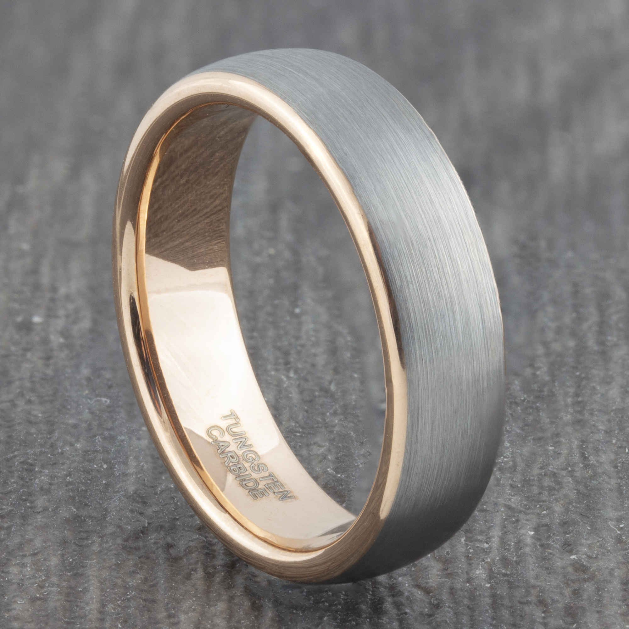 Tungsten and rose on sale gold mens wedding band