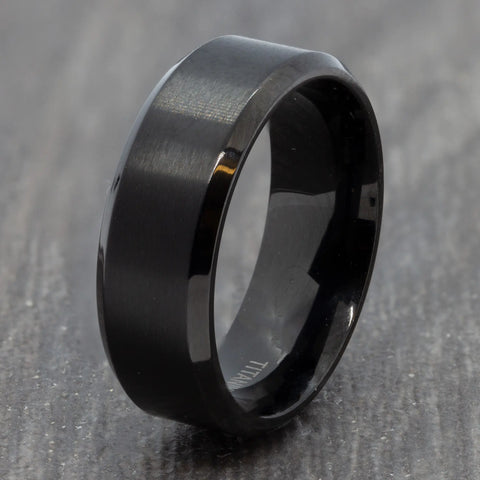 mens black titanium wedding ring