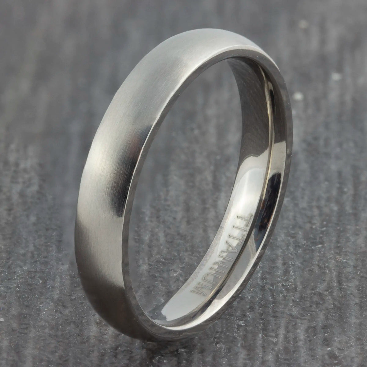 4mm Titanium Wedding Ring - Mens and Womens Brushed Silver Titanium ...