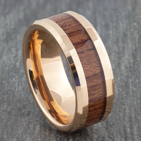 rose gold wood ring