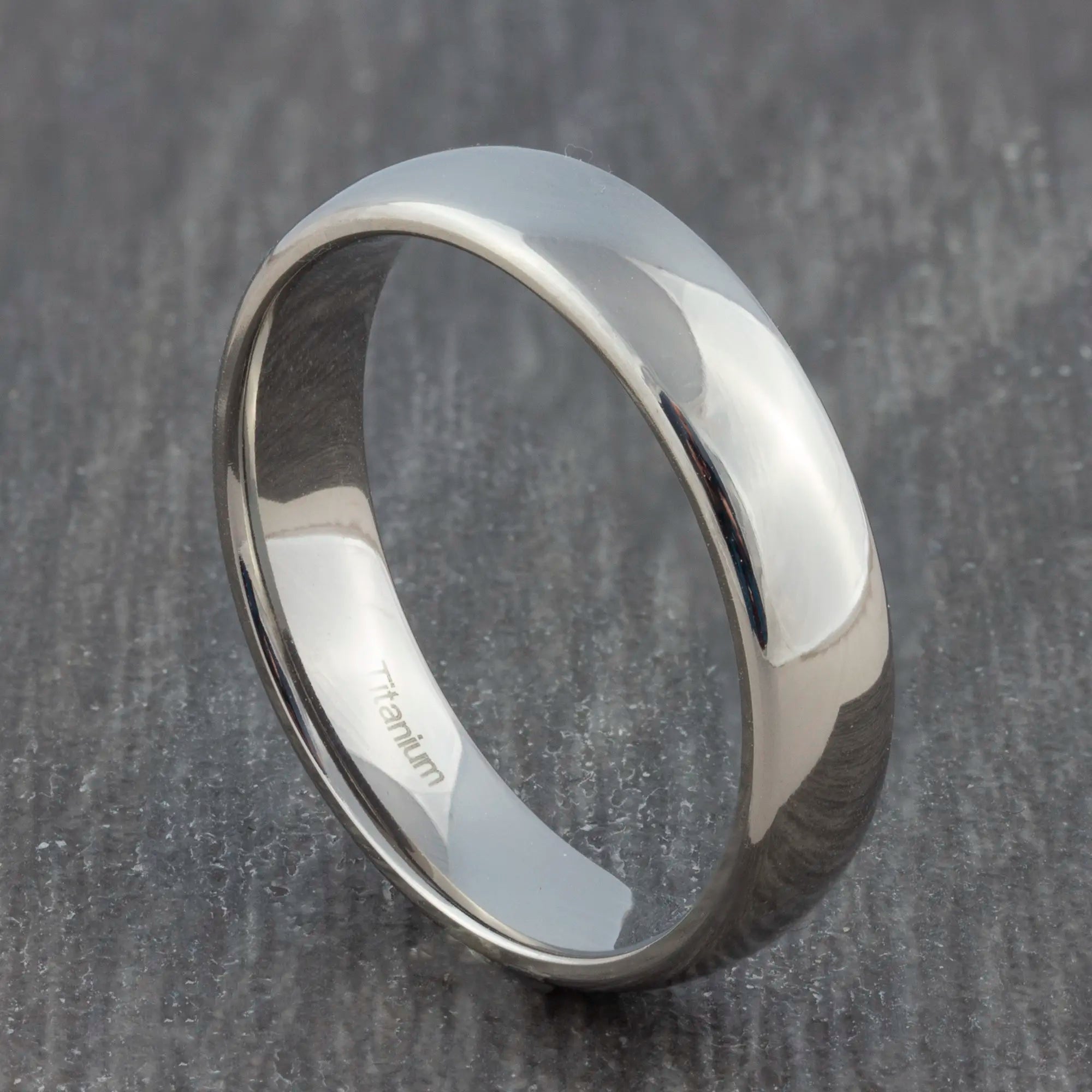Polished Silver Titanium Ring Mens and Womens 6mm Titanium Band