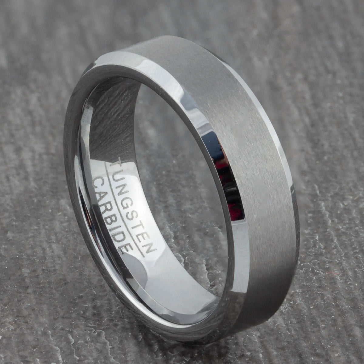 6mm Silver Wedding Ring Mens and Womens Brushed Tungsten Band